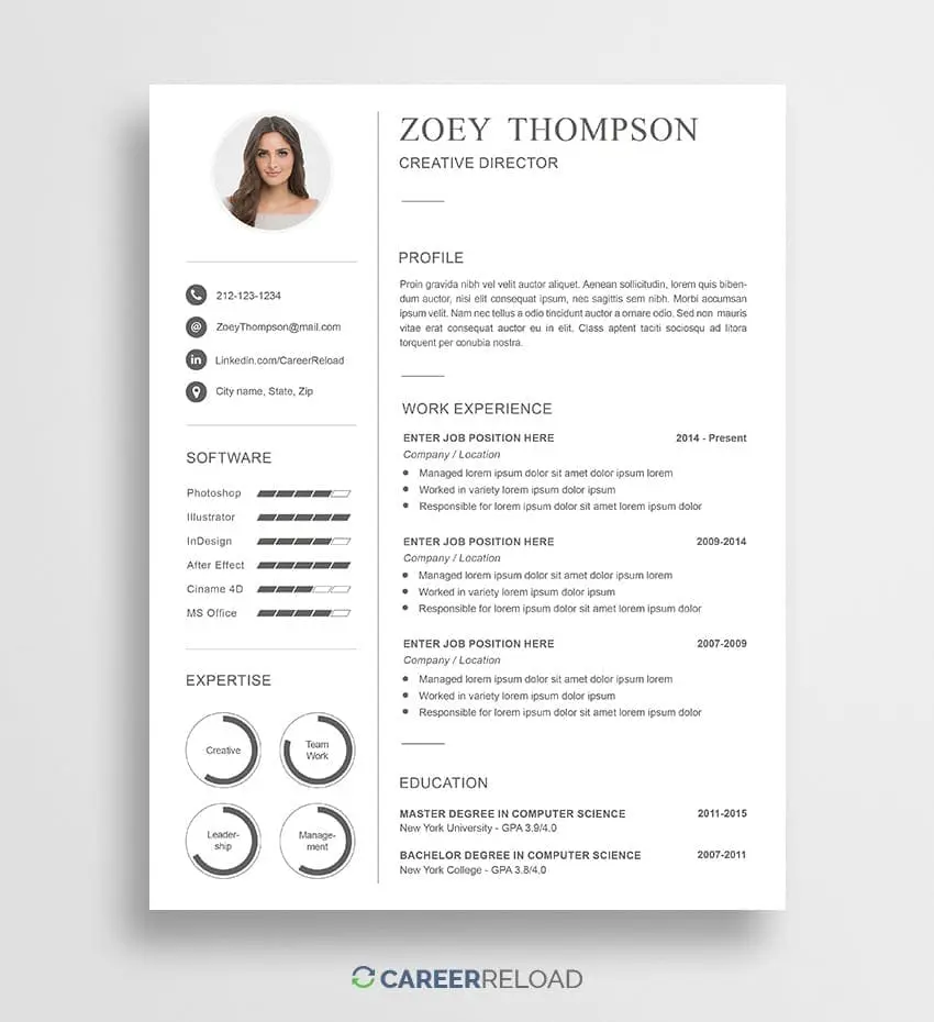 Photoshop resume template download