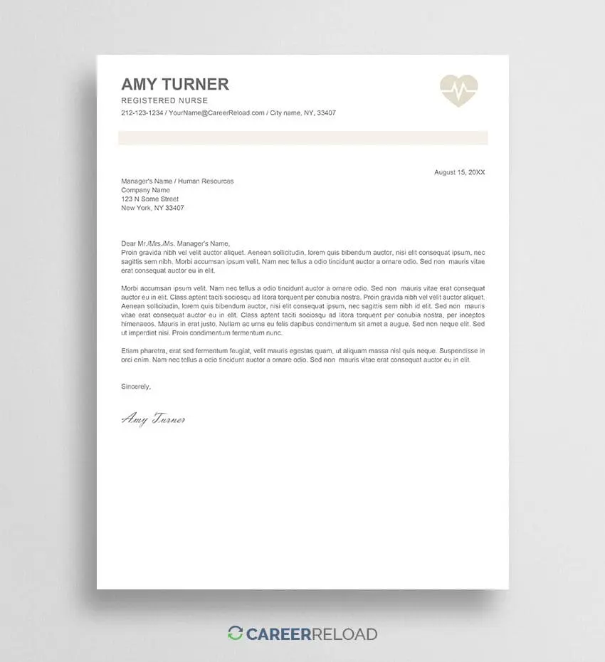 free nurse cover letter