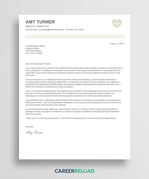Medical assistant cover letter template