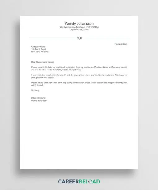 Resignation letter