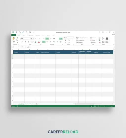Job application tracker for Excel