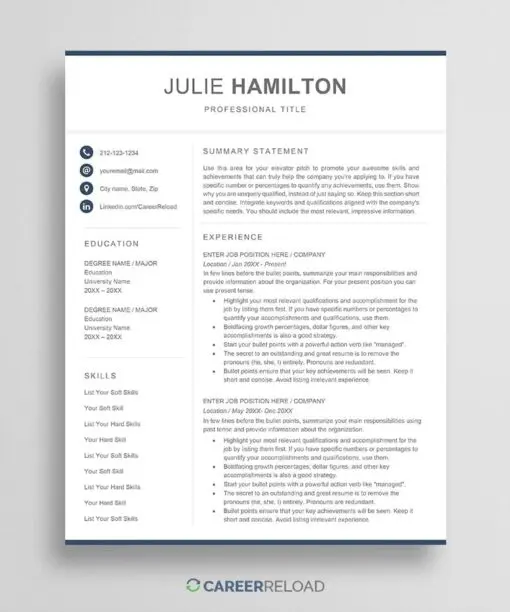 Free modern resume template
