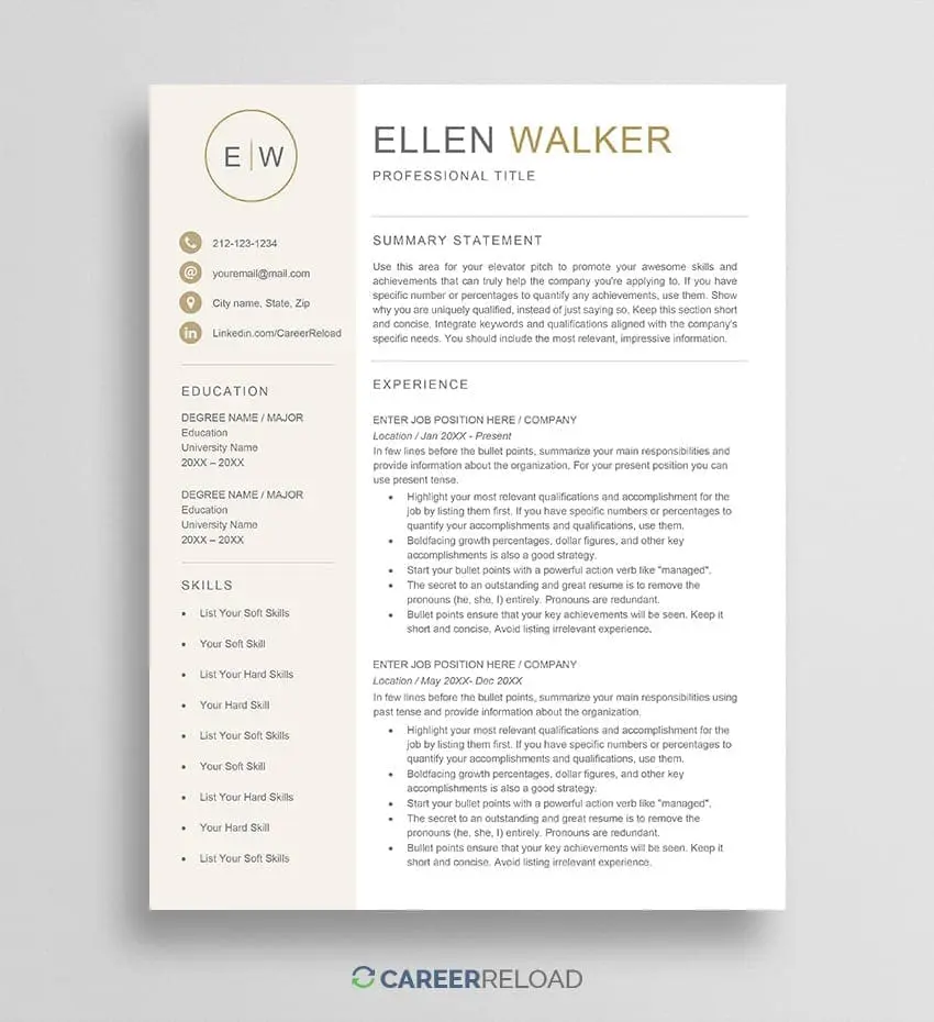 Visual resume template
