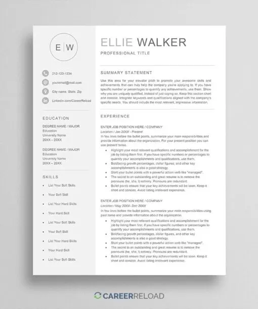Resume with monogram