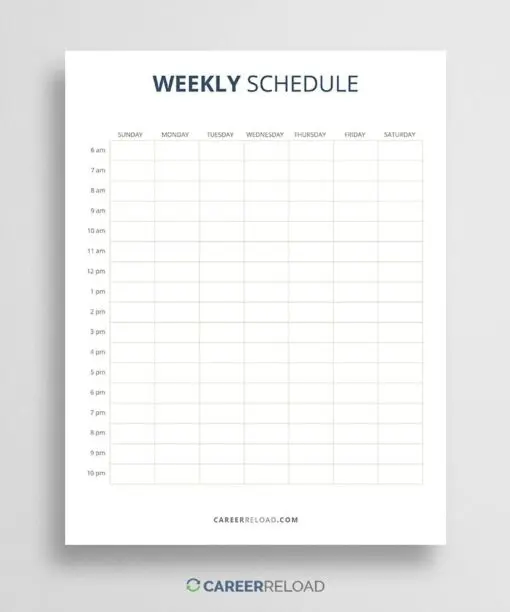 Weekly schedule with hours