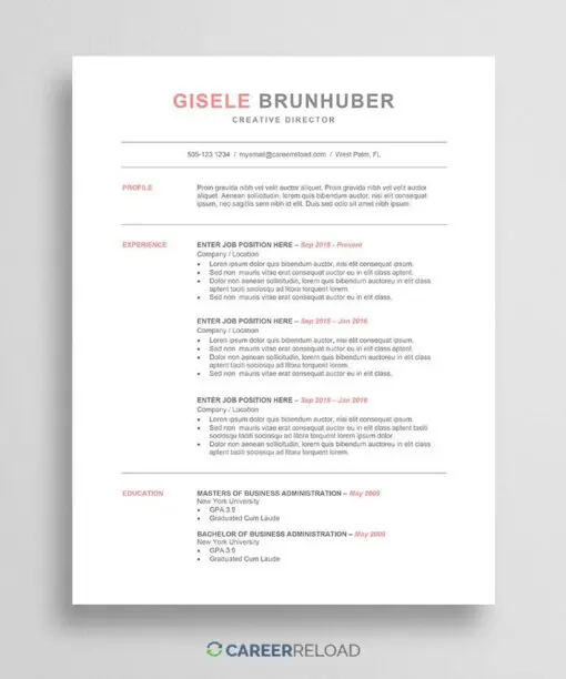 Word ATS resume template