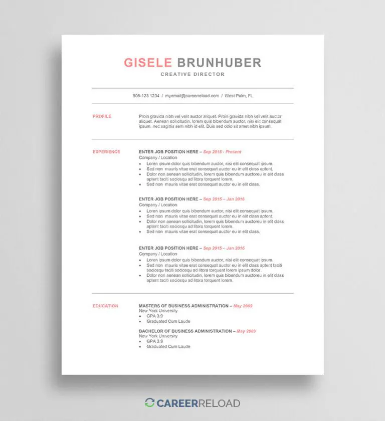 Word ATS resume template