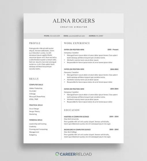Resume template Apple Pages