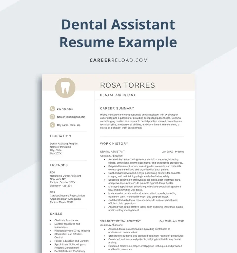 Dental assistant resume example