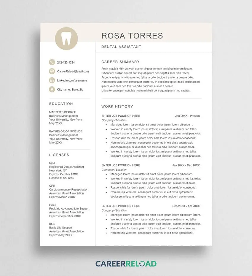 Dental assistant resume