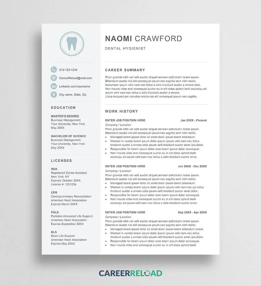 Dental hygienist resume