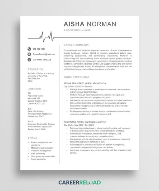Registered nurse resume template