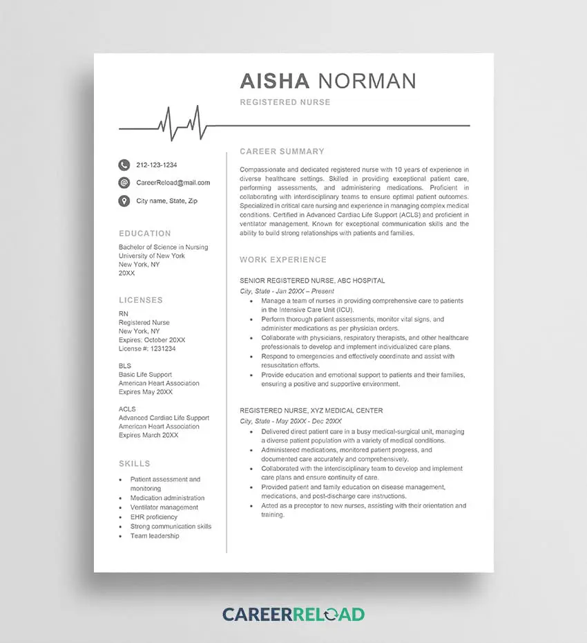 Registered nurse resume template