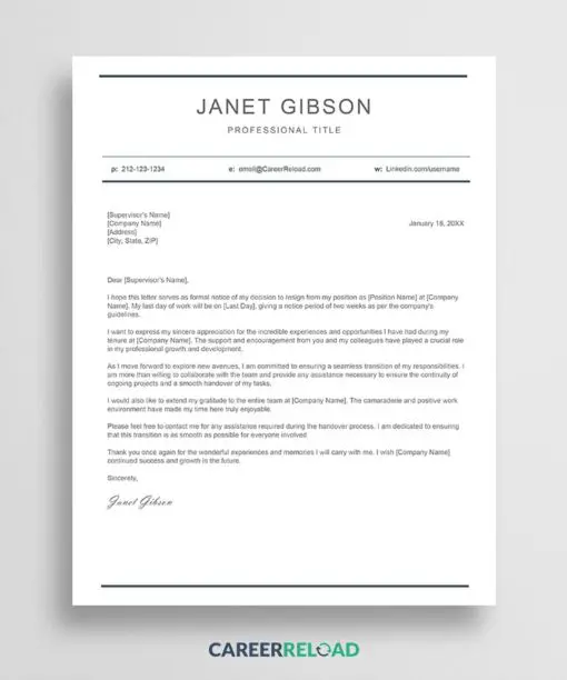 2 weeks notice letter