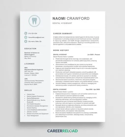Dental hygienist resume