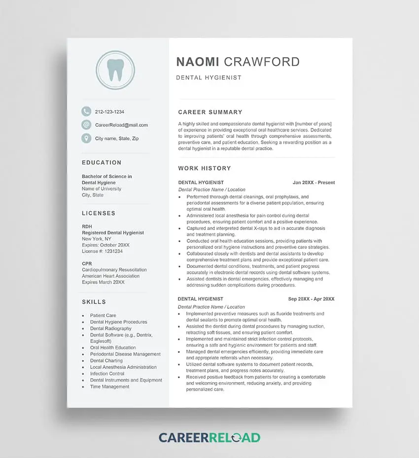 Dental hygienist resume