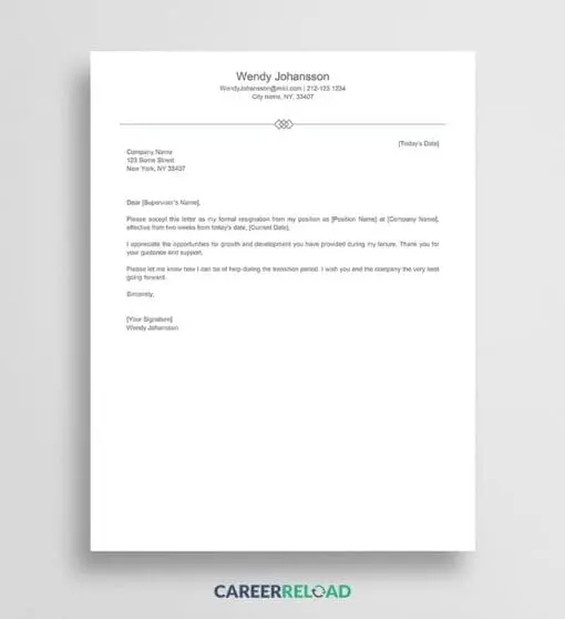 Resignation letter