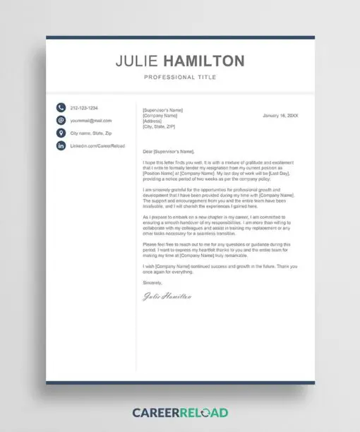 Resignation template