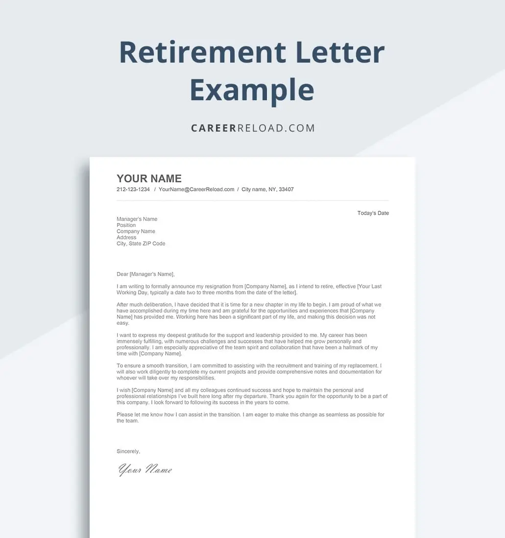 Retirement letter example