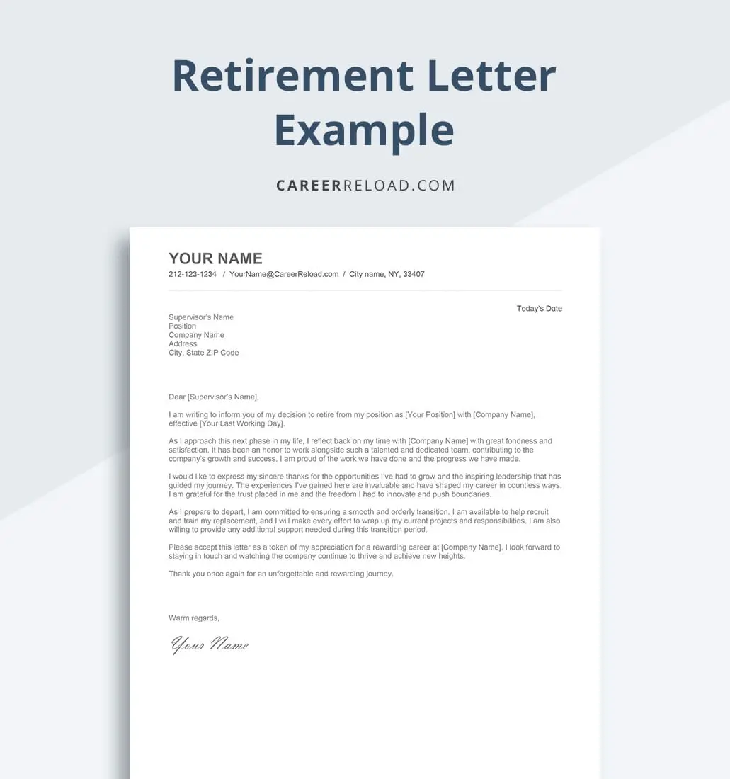 Retirement letter template