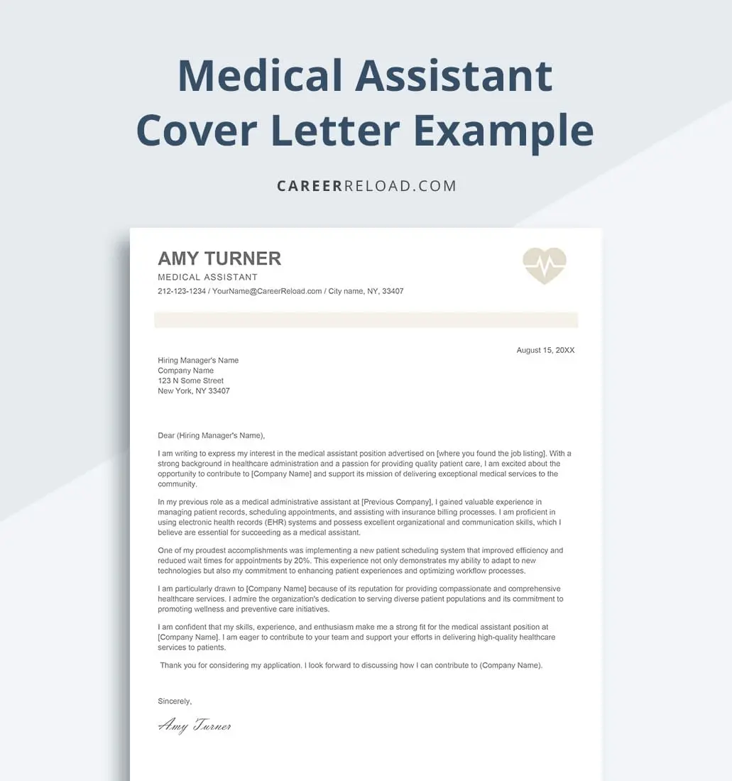 Medical assistant cover letter example