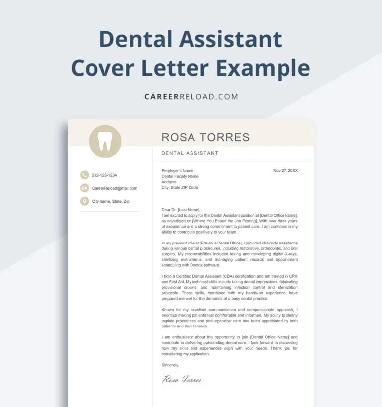 Dental assistant cover letter example