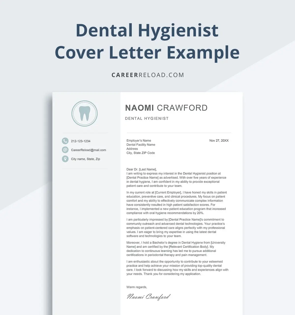 Dental hygienist cover letter example