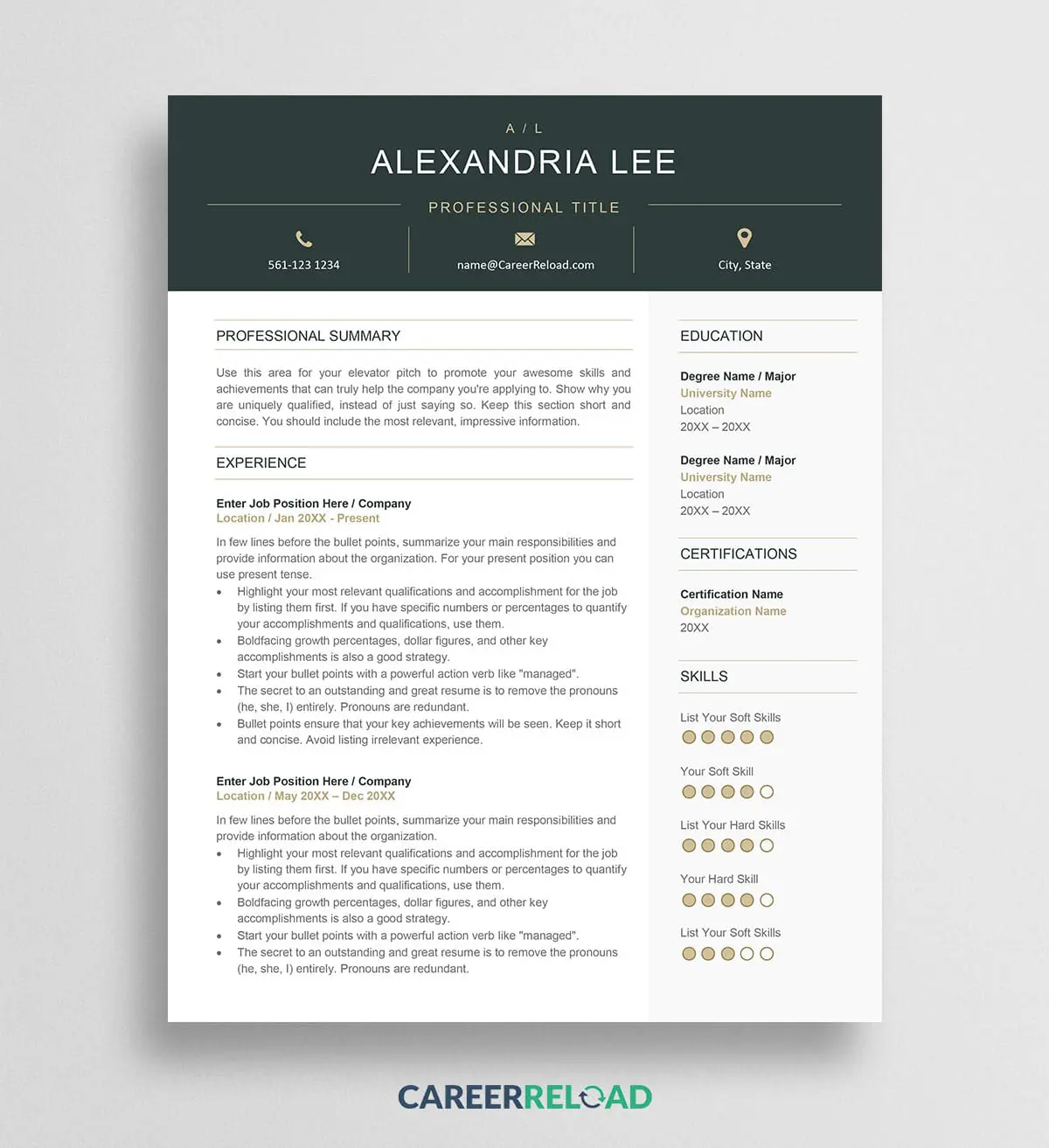 Resume form