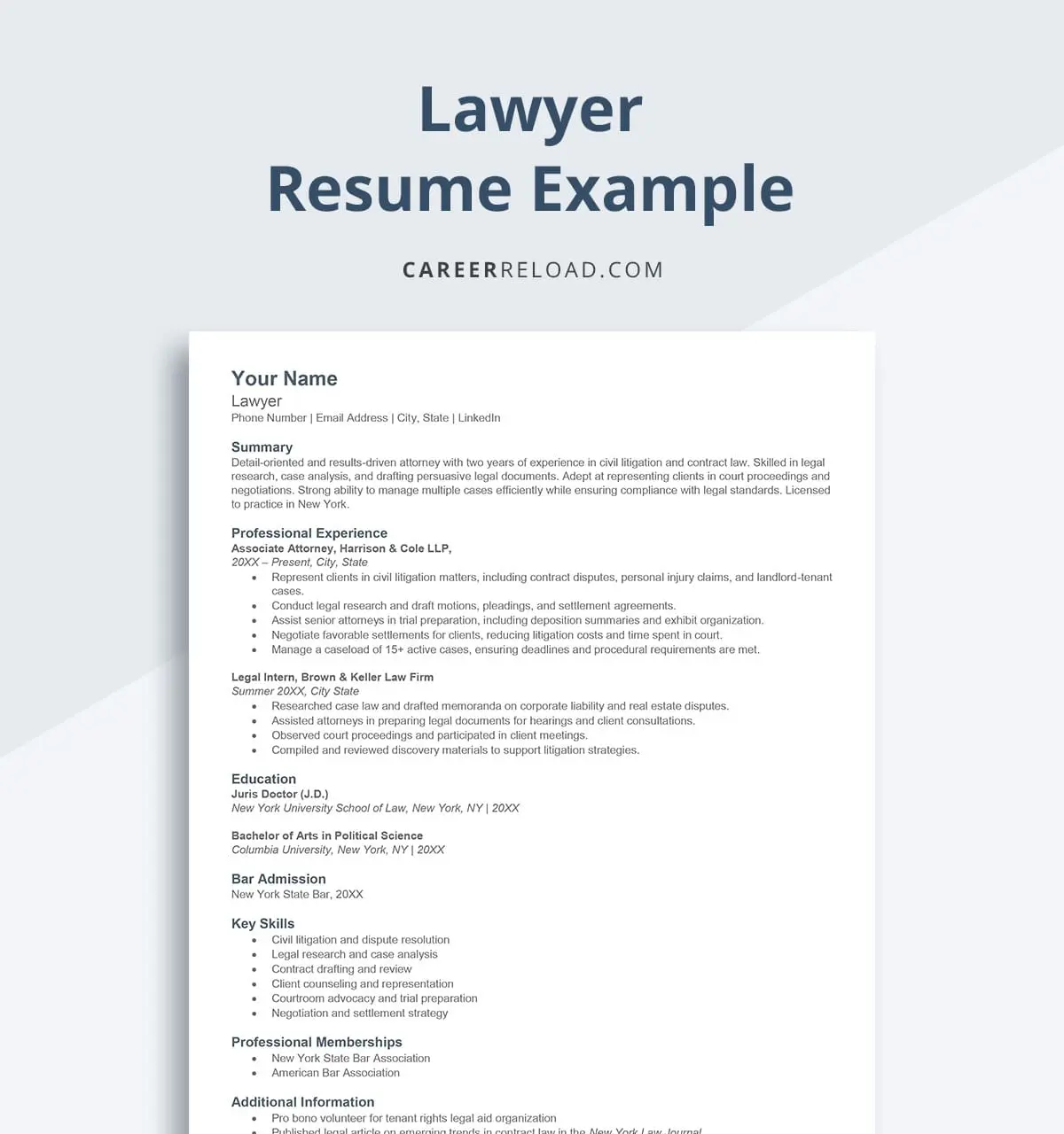 Lawyer resume example