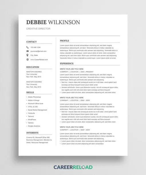 Google Docs resume format