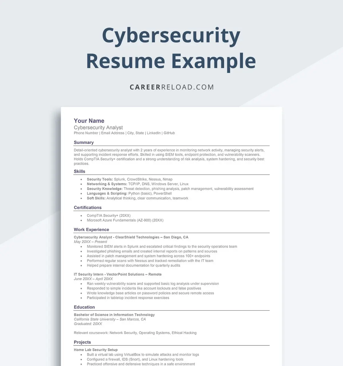 Cybersecurity resume example