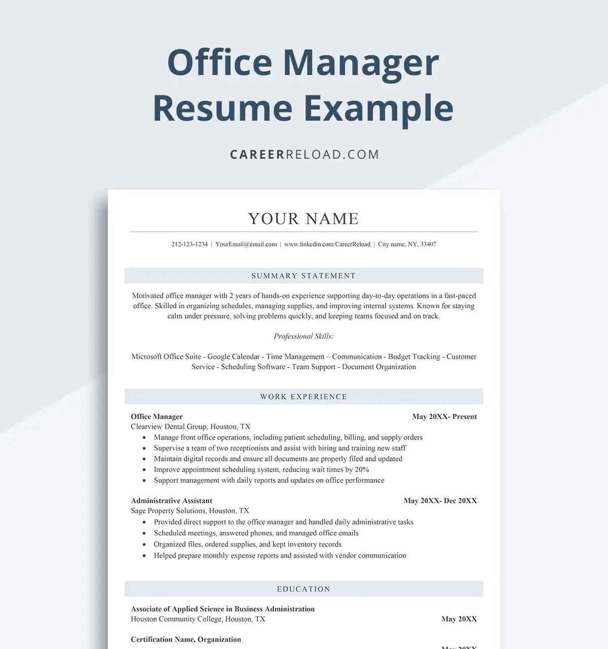 Office manager resume example