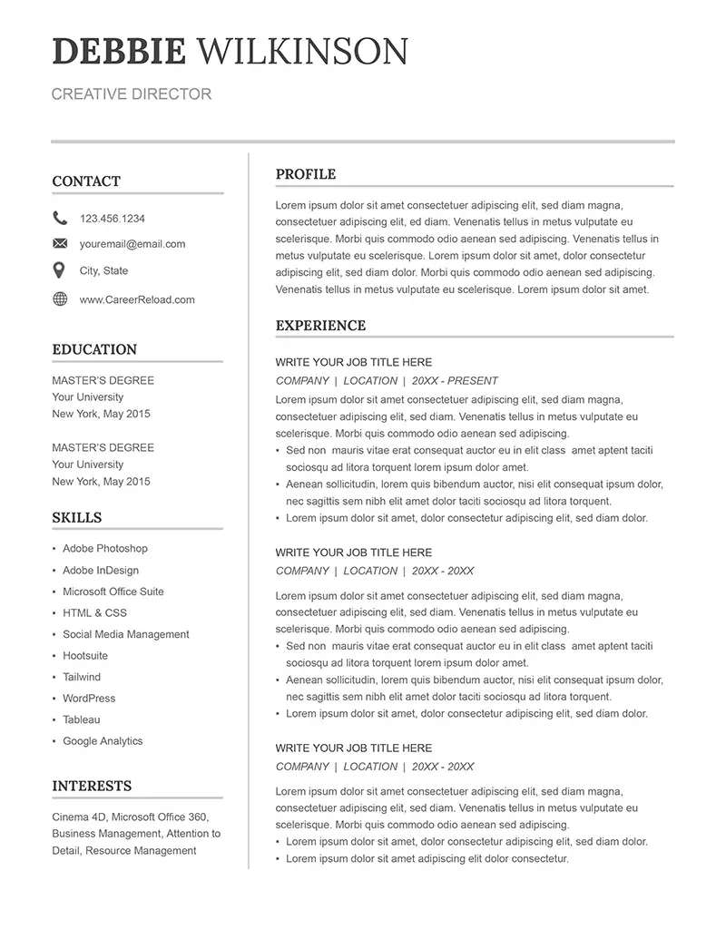 Google Docs resume template