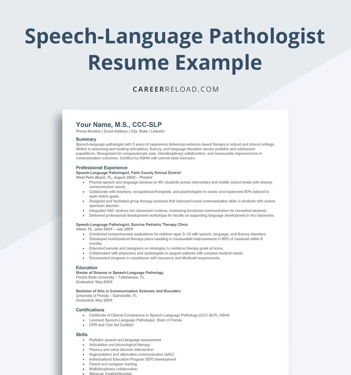 speech-language pathologist resume example