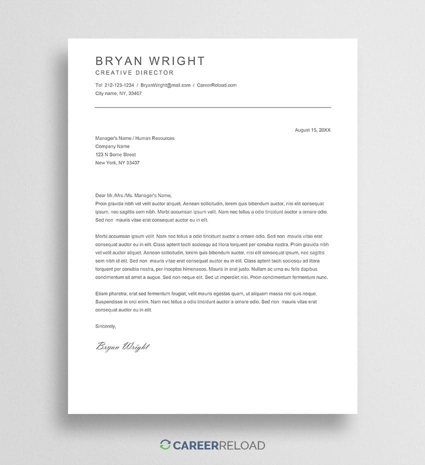 Free Word cover letter