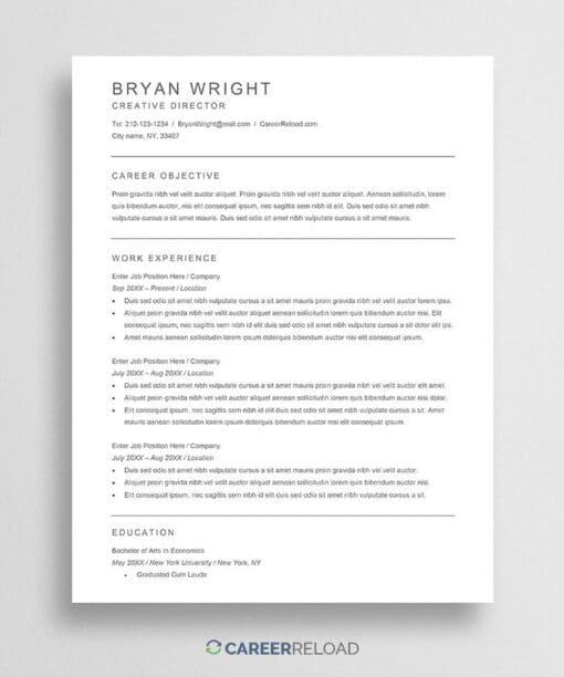 Free Word resume template