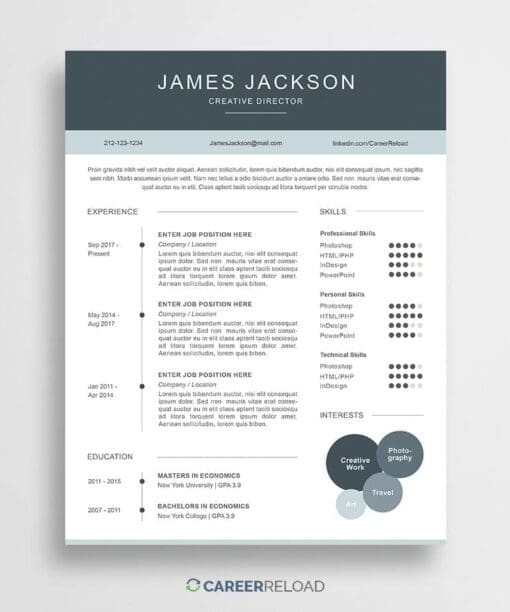 Resume template for Photoshop