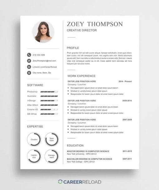 Photoshop resume template download