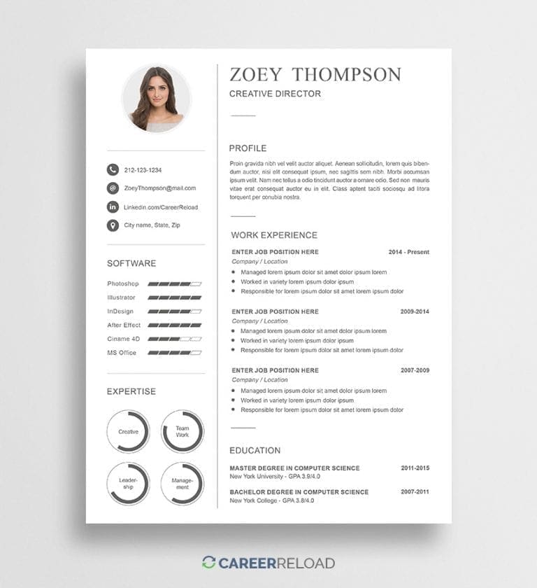 Photoshop resume template download