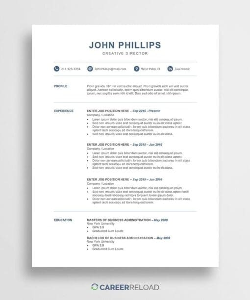 Free Word resume template download