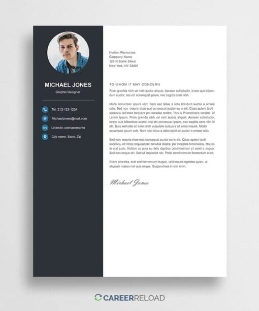 Cover letter template for Photoshop
