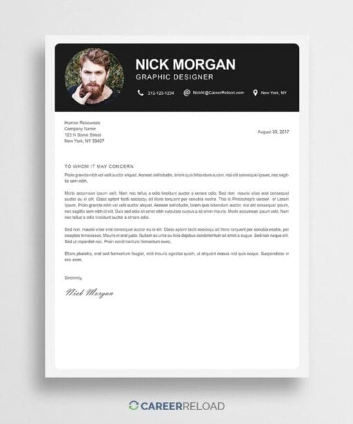 Photoshop cover letter template