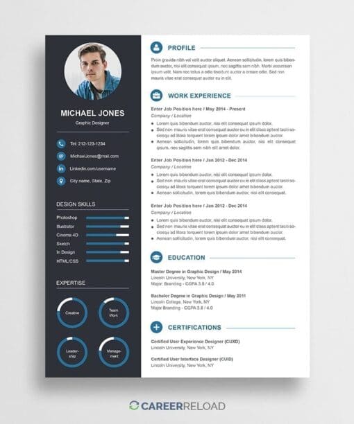 Resume template for Photoshop