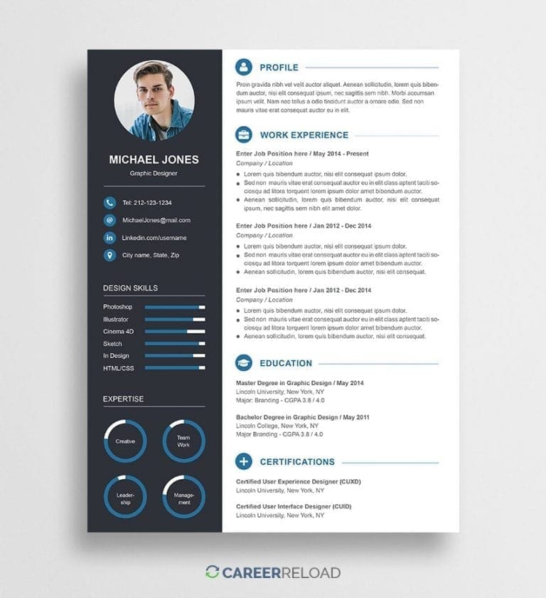 Resume template for Photoshop