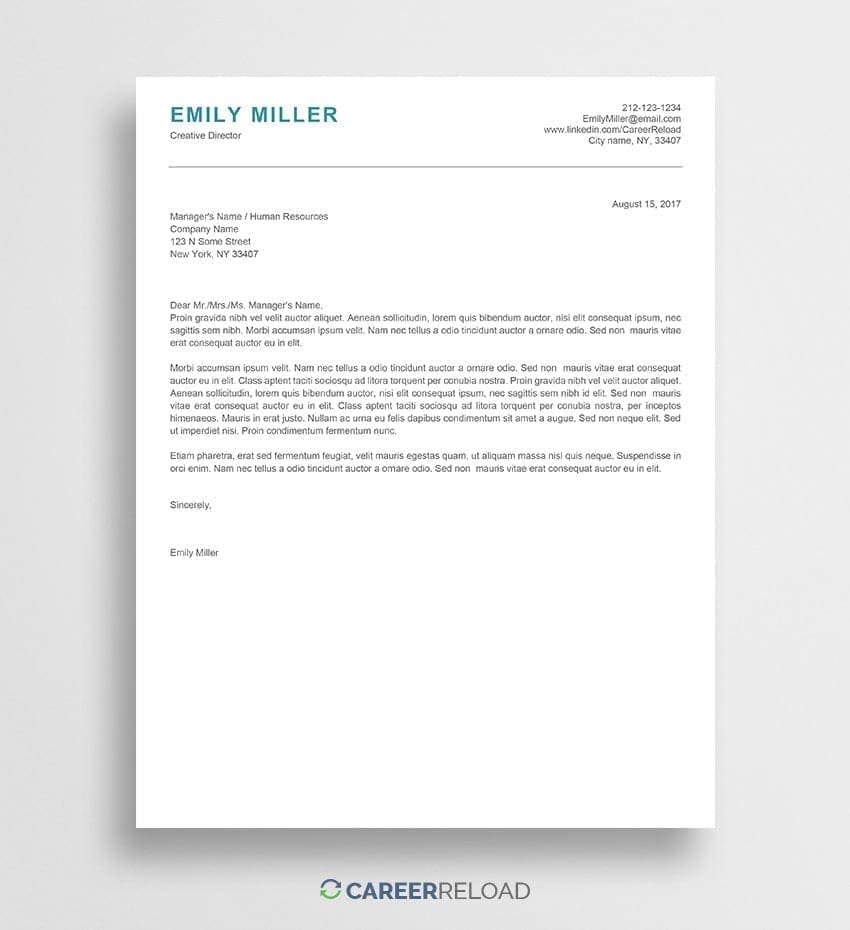 cover letter template ms word
