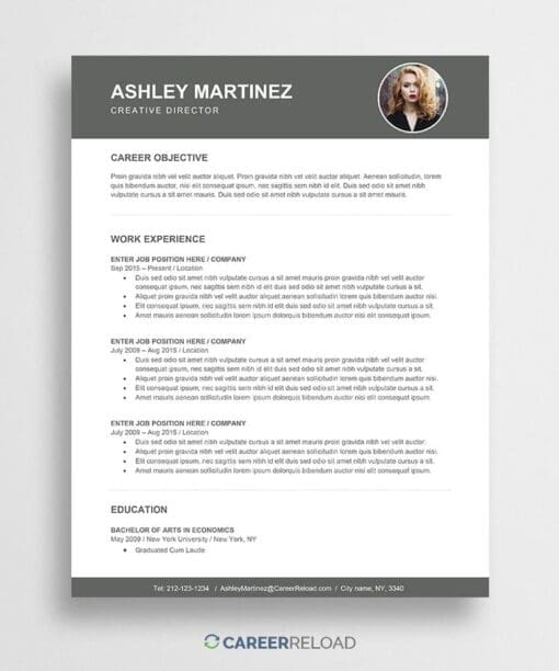 Free resume template with photo