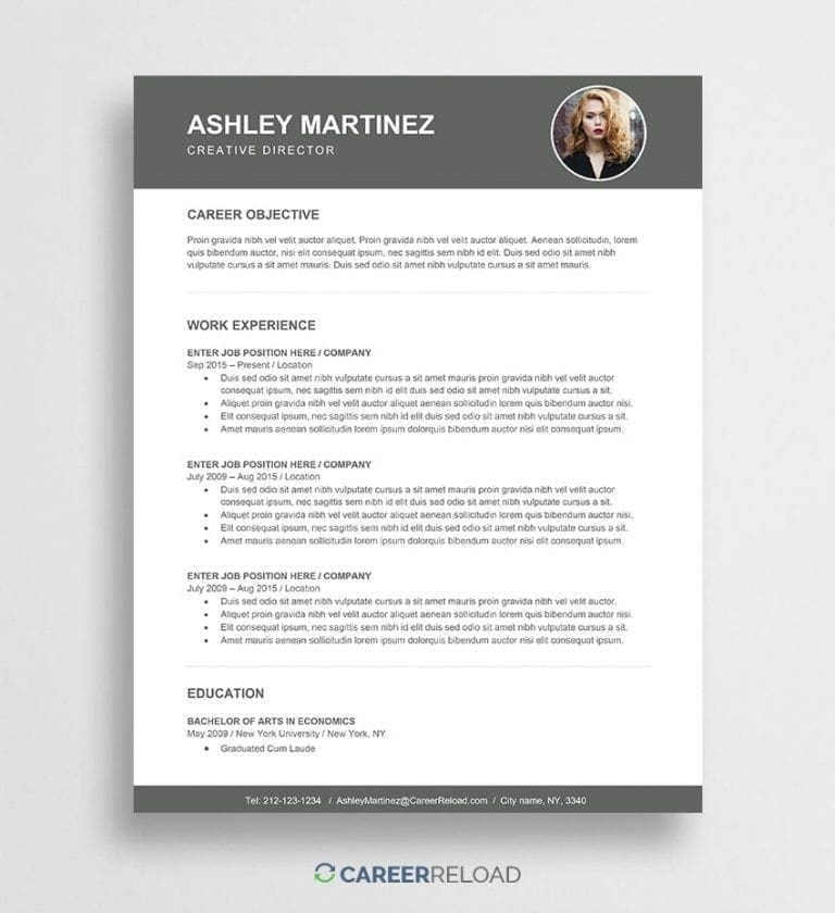 Free resume template with photo