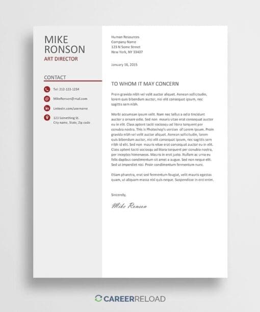 Word cover letter template
