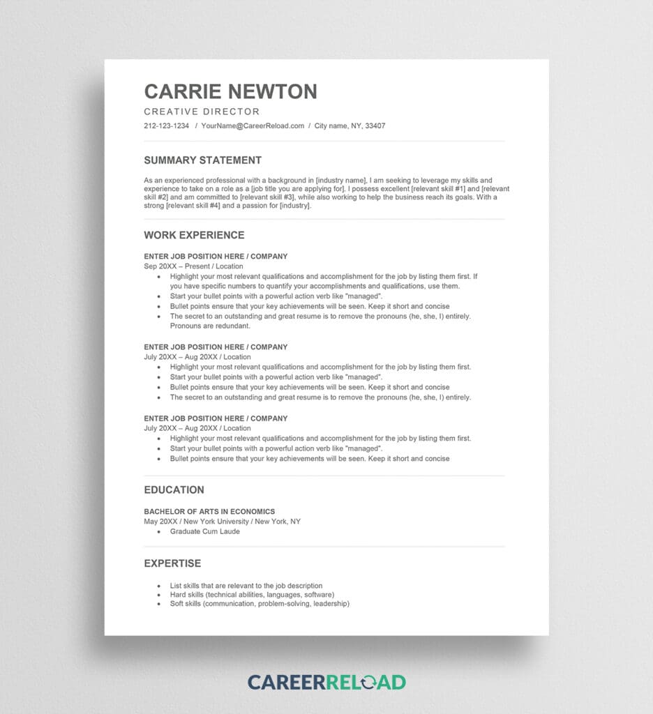 18+ Best ATS-Friendly Resume Templates - Career Reload