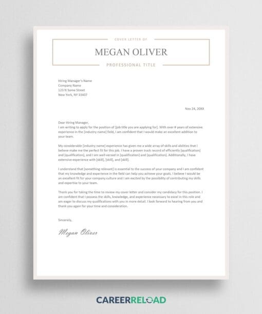 Free creative Word cover letter